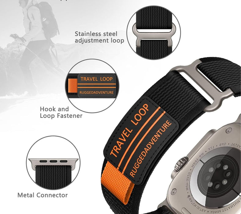 Apple Watch Strap Ultra 1 2 3 SE 3 Series 3 4 5 6 7 8 9 10 11 Nylon Trail Loop Band