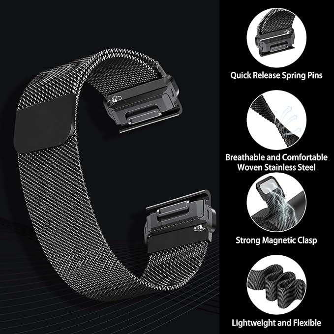 Watch Strap Band For Garmin Fenix 5 6 7 8 6S Pro 7s 6X Pro 5X Plus Quick Release Milanese
