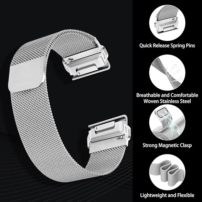 Watch Strap Band For Garmin Fenix 5 6 7 8 6S Pro 7s 6X Pro 5X Plus Quick Release Milanese