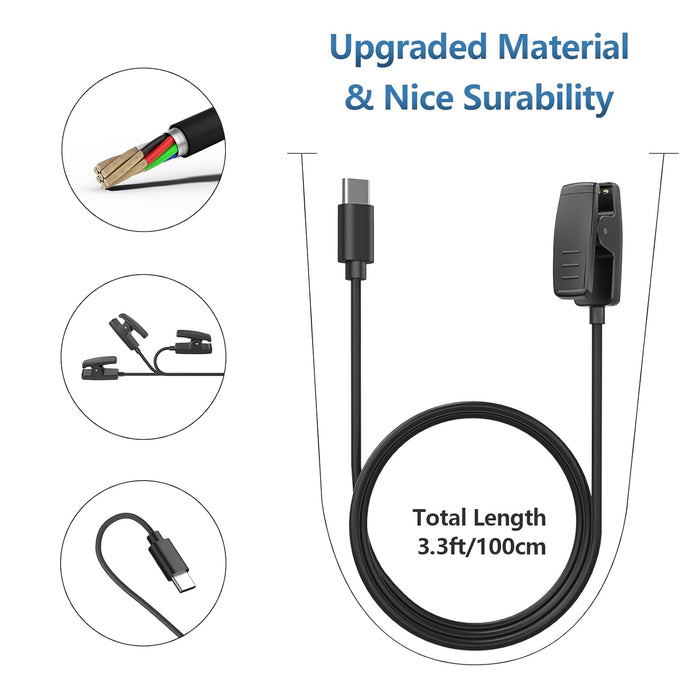 USB Type C Charge Garmin Forerunner 30 35 735 235 230 630 645 S20 Cable  Approach G10 S20 Vivomove HR