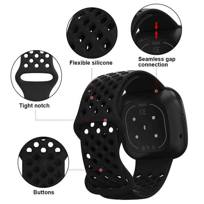 Fitbit Versa 4  Strap Silicone Sports Band Breathable