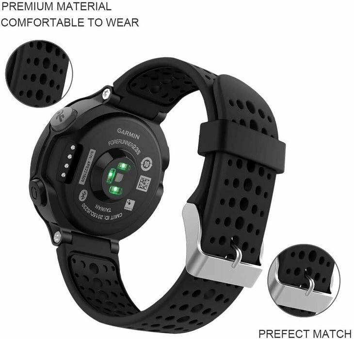 Lot De 6 Boucles En Silicone Noir Pour Bracelet Garmin 22 Mm - Rechange Pour Forerunner 235, 735XT, Etc. - 12